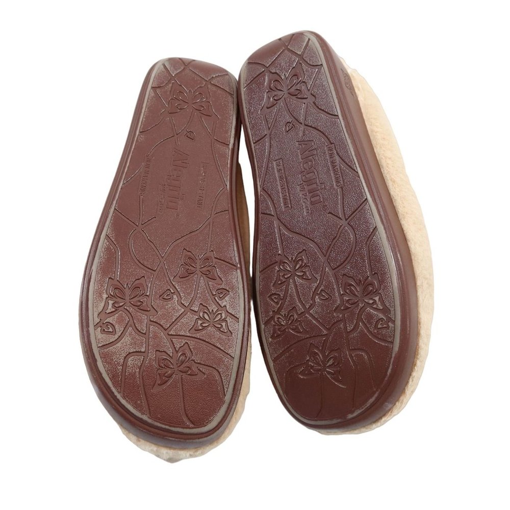 ALEGRIA Cream Faux Fur Scuff Clog Style Rubber Sole Slippers Size 9 - Picture 7 of 11